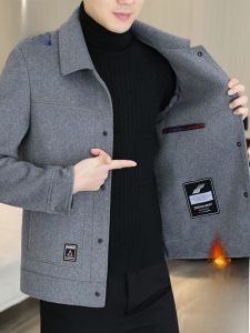 ROMON | Lormen Mens Casual Short Woolen Jacket Spring Autumn New Style Business Flip Collar Down Coat Outerwear Fashion Urban Modern