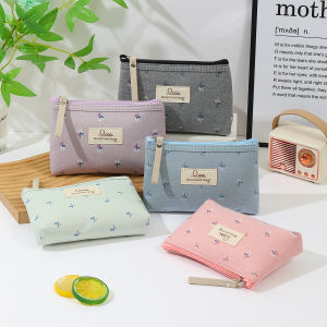 Instagram style canvas makeup bag printed womens portable student pencil case travel storage toiletries bag