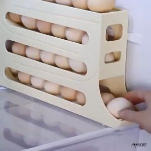 Mojomore Egg Storage Rack 4 Tier Refrigerator Egg Storage Rack Automatic Rolling Egg Storage Dispenser Egg 30 Grid