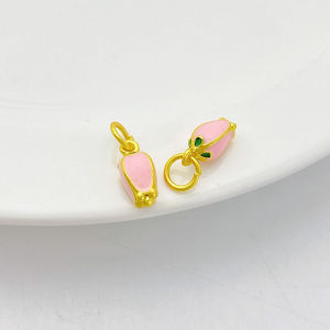 Handmade DIY Tai Chi Lotus Bud Pendant Separation Bead Color Retention Gold Alloy Jewelry Accessories  out New Summer Item