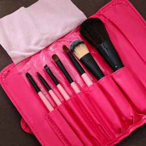 Pink Makeup Brush Set In A Handy Pouch Soft Bristles For Perfect Beauty Looks