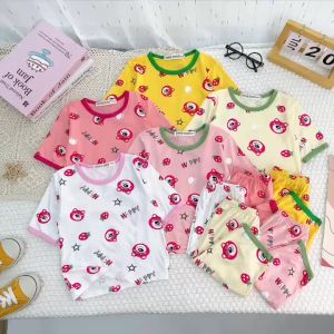 [7-30KG] Đồ bộ bé gái Bộ thun lạnh bé gái size đại quần lửng + áo tay lỡ bé gái họa tiết Gấu Dâu Lotso Hottrend 2023 hàng chính hãng Minlybaby - Unibaby - G505 - G708