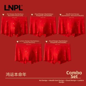Lunar Year Mens Underwear Breathable Red Boxer Shorts