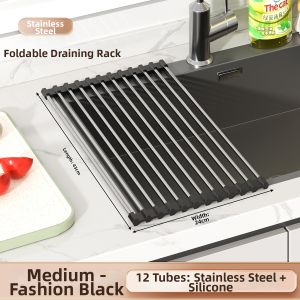 JIABAILI | Collapsible Stainless Steel Sink Dish Drying Rack