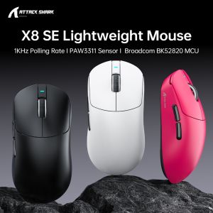Attack Shark X8 SE Wireless Gaming Mouse | 55g Ultra-Light | 1KHz Wired/Wireless | PAW3311 25K DPI | Tri-Mode | 80M Clicks