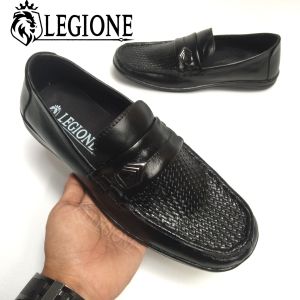 LEGIONE sepatu santai slipon pria dewasa terbaru | sepatu kulit casual pria kulit kombinasi sol karet nyaman dan anti licin