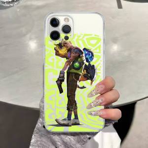 V-Valorant Gekko Painting Transparent TPU Phone Case for iPhone 17 11 12 13 14 15 16 Pro Max 16 Plus Cover