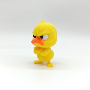 3pcs 3D Printed Angry Duck Figurine - Classic Yellow Plastic Duck with Orange Beak & Feet Perfect for Home Decor Desk Ornament