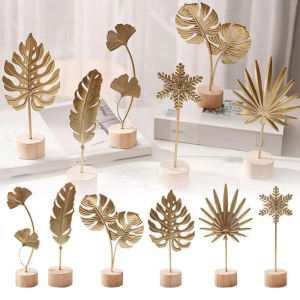 Nordic Golden Ginkgo Leaf Ornaments Creative Metal Crafts Home Table Decoration
