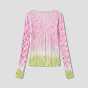 Runway Gradual V-neck Ribbed Cardigan