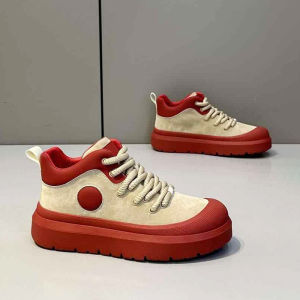 Mens High-Top Canvas Martin Boots Winter Sports Casual Outdoor Climbing Anti-slip Workwear Mid-Cut Short Boots Korean Style