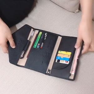 【SKIT SG】RFID Blocking Anti-Theft Travel Leather Wallet Passport Holder Multifunctional Air Ticket Document Cash Credit Card Organizer Anti RFID Protection Pouch Case Cover Purse for Men and Women Secure Travels