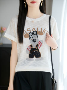 YUEXINYIRONG | French Cartoon Glitter Knit T-Shirt