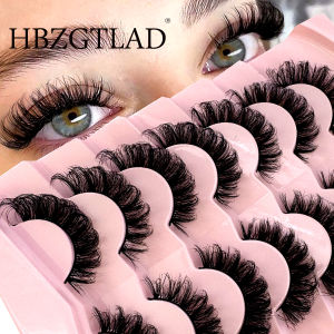 HBZGTLAD 7 Pairs Fluffy Eyelashes 8D Volume False Lashes Russian Strip Lashes Extensions Thick Soft Curly Fake Lashes Makeup