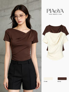 PIAOYA | Asymmetric Off-Shoulder Cross-Waist T-Shirt