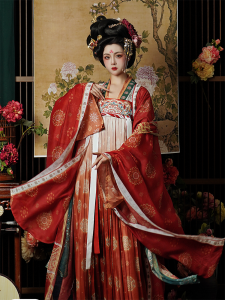 Flower Goddess Memories Tang Dynasty Princess Wedding Hanfu Large Sleeve Shirt Chest Length Womens Ancient Costume Skirt