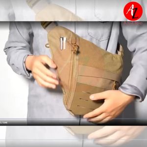 ASIAON A-45 Concealed Carry TacticalShoulder Bag Slim Lightweight Bag with Laser Cut MOLLE