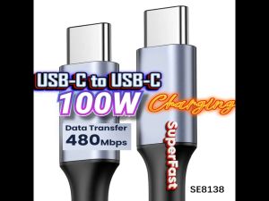 SG USB-C to USB-C Cable USB Type C 100W Power Delivery PD Charging Cord for Phone 15 Pro Max Huawei Matebook iPad Pro 2022 Chromebook Pixel Samsung S23 S22 Switch (Grey 1M)