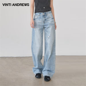 Vintage Texture Flared Holes Denim Pants