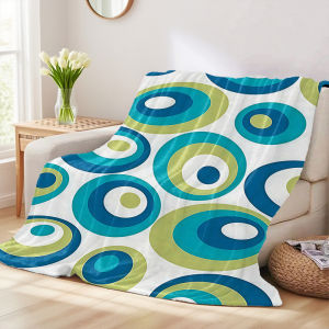 Beast Kingdom | Retro Teal Olive Circles Flannel Blankets Are Perfect For Sofas Office Beds Travel Sleep And Use Throughout The Four Seasons