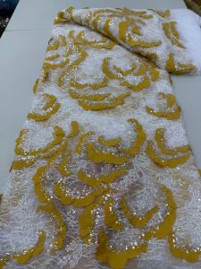African Nigerian Tulle Lace FabricHigh Quality,Sequins EmbroideryBeaded French GuipureWedding Party Dress 5Yards 2026