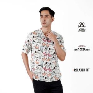 Aerostreet Kemeja Rayon Printing Zoe Hawai Motif Terang Pria Wanita QCBAA