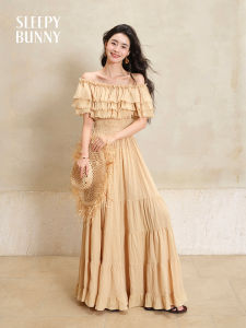 Vintage Style Waist-Cinching A-Line Off-Shoulder Dress