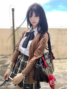 Áo Len Cardigan Dệt Kim Màu Trà JK College Style Dành Cho Nữ Áo Khoác Ngoài Mềm Mại Dài Tay Cổ Chữ V Màu Trơn Thường Ngày