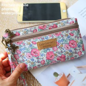 Long Cartoon Oxford Cloth Waterproof Phone Bag Womens Handbag Wallet Coin Purse Document Storage Bag Soft Polyester Fabric
