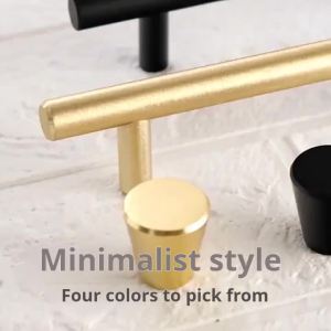 Modern Brushed Gold Cabinet Handles Stainless Steel Round Bar Drawer Pulls Minimalist Kitchen Cupboard Door Knobs Solid Handle