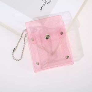 Cute Pink Ins Button Wallet PVC New Style Transparent Mini Creative Small Money Bag for Young Women