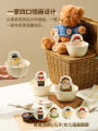Bộ Bát Đĩa Sứ Gia Đình Blue Lotus Family Four People Three People Parent-Child Ceramic Bowl Spoon Set Home Use Daily. 