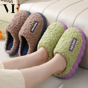 VFASION Mùa thu và mùa đông trong nhà cặp vợ chồng chống trượt giữ ấm đáy dày bông kéo