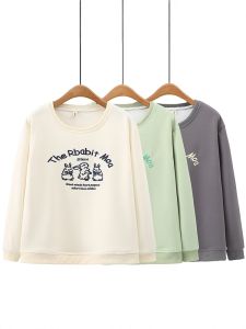 เสื้อสเวตเตอร์คอกลมแขนยาวปานกลางลายปักลำลองสำหรับผู้หญิงไซส์ใหญ่ ทรงหลวม สไตล์สตรีท ฤดูใบไม้ร่วง 2024