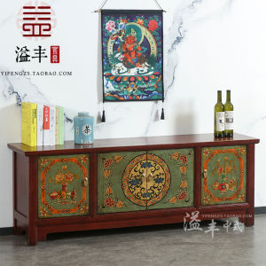 New Chinese Antique Hand-painted TV and Wall Cabinet Set Solid Wood