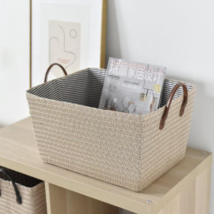Giỏ Đựng Đồ Đan Cói Giả Cói Kiểu Nhật Bản Giỏ Đựng Đồ Chơi Bằng Bông Hình Chữ Nhật Phòng Khách Khung Sắp Xếp Đồ Lặt Vặt Mẫu Cơ Bản Giỏ Đựng Quần Áo Bẩn Cỡ Lớn