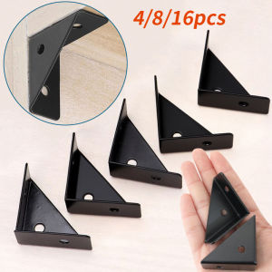 4/8/16pcs Fixed Angle Triangular Brackets in Black Right Angle Reinforcement Accessories Used for Bed Frames Tables Chairs