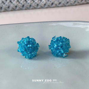 SUNNYZOO Blue Beaded Earrings Artistic White Enhancing Spring Summer Coolness Floral Design Alloy Jewelry for Women