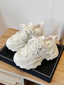 Womens Dad Shoes Thick Sole Fleece Lined Genuine Leather Casual Sport Shoes Increased Height Leisure White Sneakers