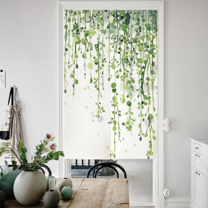 Nordic Fresh Green Plant Ins Style Living Room Entrance Door Curtain and Partition Curtain For Home Bedroom Cloth Curtain Bathroom Hanging Curtain