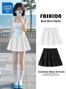 Jeanswest | Sweet High Waisted A-line White Puff Short Skirt Summer