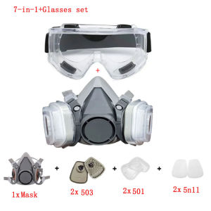 6200 Dust Gas Mask Half Face With 5N11 Particle Filters Goggles Set For Industrial Labor Dust Paint Spray Decoration Grinding 