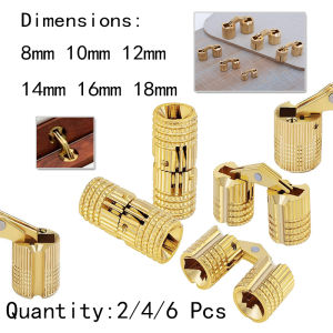 8-18mm Coppers Bucket Hinge Invisible Concealed Cabinet Cylindrical Brass Hinge Furniture Hardware Installation Bracket Hardware