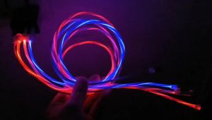 2.4A Glowing Type C Cable For iPhone 14 13 Pro Max LED Light Micro USB Fast Charging Cord For Samsung Xiaomi Phone Charger Wire