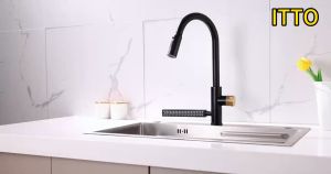 ITTO w2023j5 / Mixer Pull Out Kitchen Faucet With Water Fall Mode / Black / Gold / Gun Metal Pull Out Faucet / Water Tap /Stainless Steel