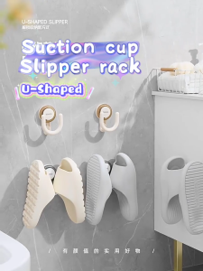 Ecoco Slipper Rack Holder Wall-Mounted Shoe Storage Organizer U-Shape Hook for Bathroom Narrow Space