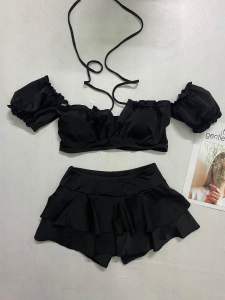 Sét đồ bơi nữ tay bo phối quần chân váy đi biển du lịch đẹp BIKINI SG SÀI GÒN