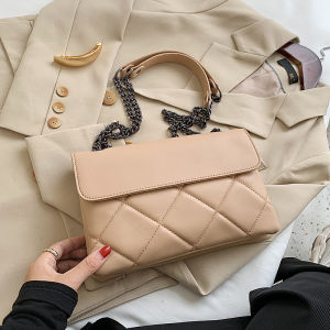 Fashionable Chain Link Small Square Bag for Women Diamond Pattern Single Shoulder Crossbody Bag Korean Style Multifunctional Handbag