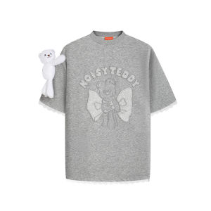 Summer New Cute Lace and 3D Bear Short Sleeve T-Shirt