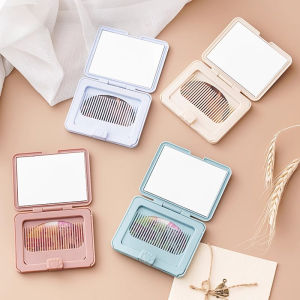 2-in-1 Portable Comb Mirror Square Folding Mini Pocket Mirror Beauty Makeup Princess Mirror